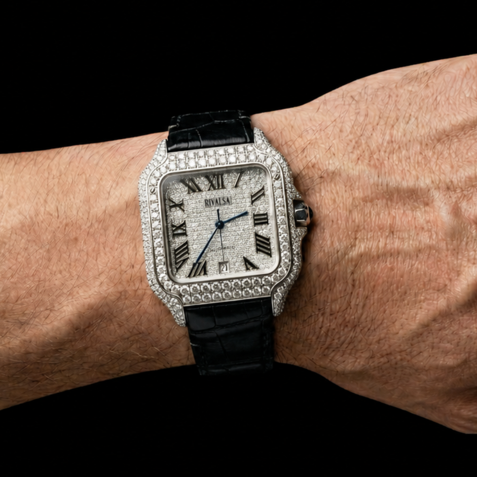 Reloj Moissanita RIVALSA (correa de cuero)