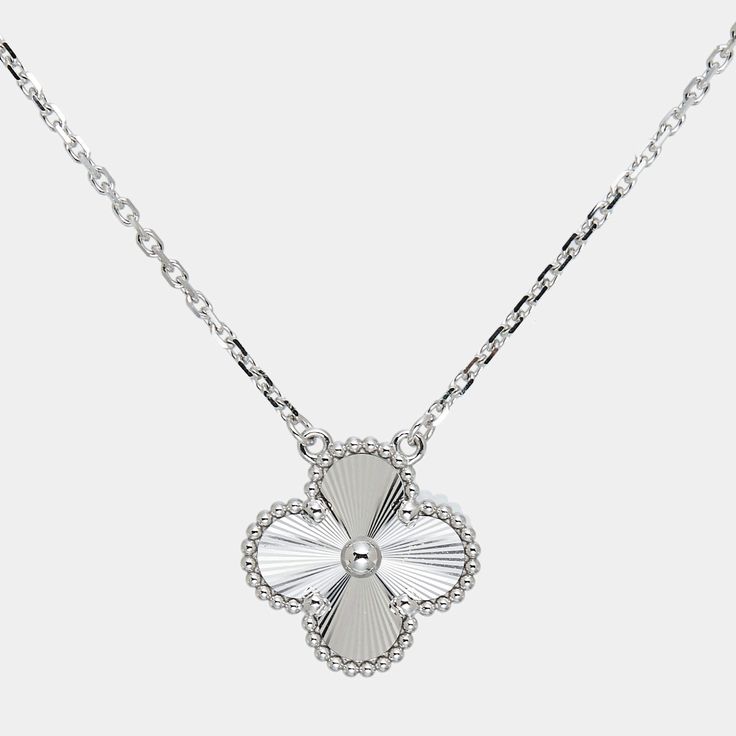 Collar Trebol 1 Motif Oro Blanco