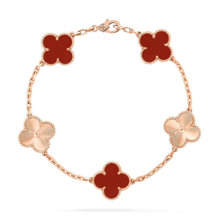 Pulso Trebol Oro Rosa Motif Rojo